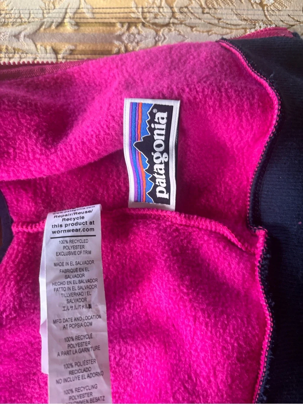 Patagonia Kids Fleece Vest in Pink & Navy